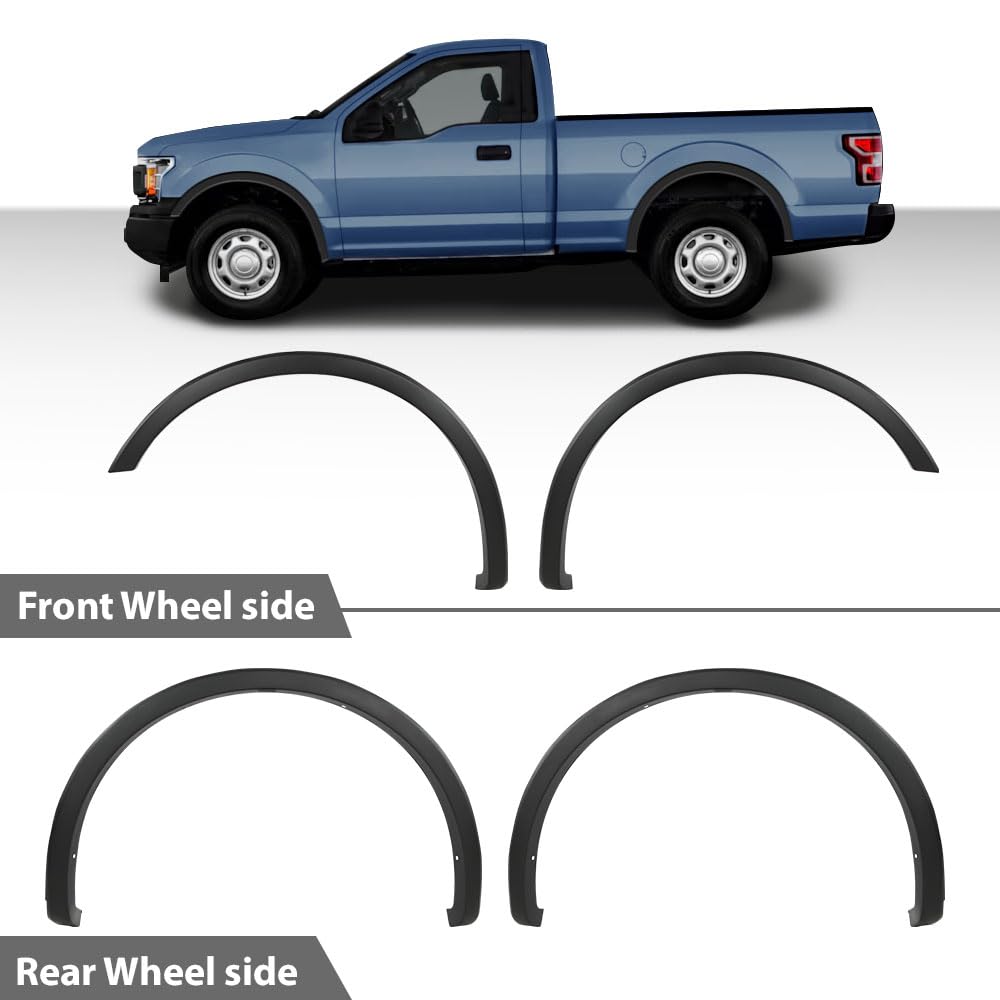 G-PLUS Fender Flares Compatible with Ford F150 2018-2020 Black Smooth Paintable 4 PCS