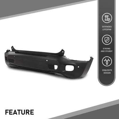 G-PLUS Rear Bumper Cover Compatible with Jeep Renegade 2015-2023, Fit Models w/Park Assist Sensor Holes Only, CH1100A16, 187-01718E, Primed Black