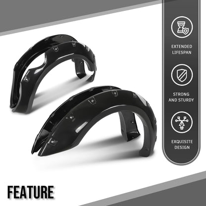 G-PLUS 4PCS Paintable Fender Flares Compatible with Nissan Frontier 2006-2020 Fit 5' Styleside Bed Fit Factory Chrome Front Bumper Black