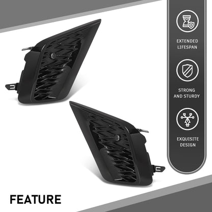 G-PLUS Front Bumper Grille Vent Insert Outer Fog Light Hole Cover Pair Compatible with LX NX300 Base/F Sport/Luxury 2018-2021 LX1038135, LX1039135, 5314278090 Gloss Black
