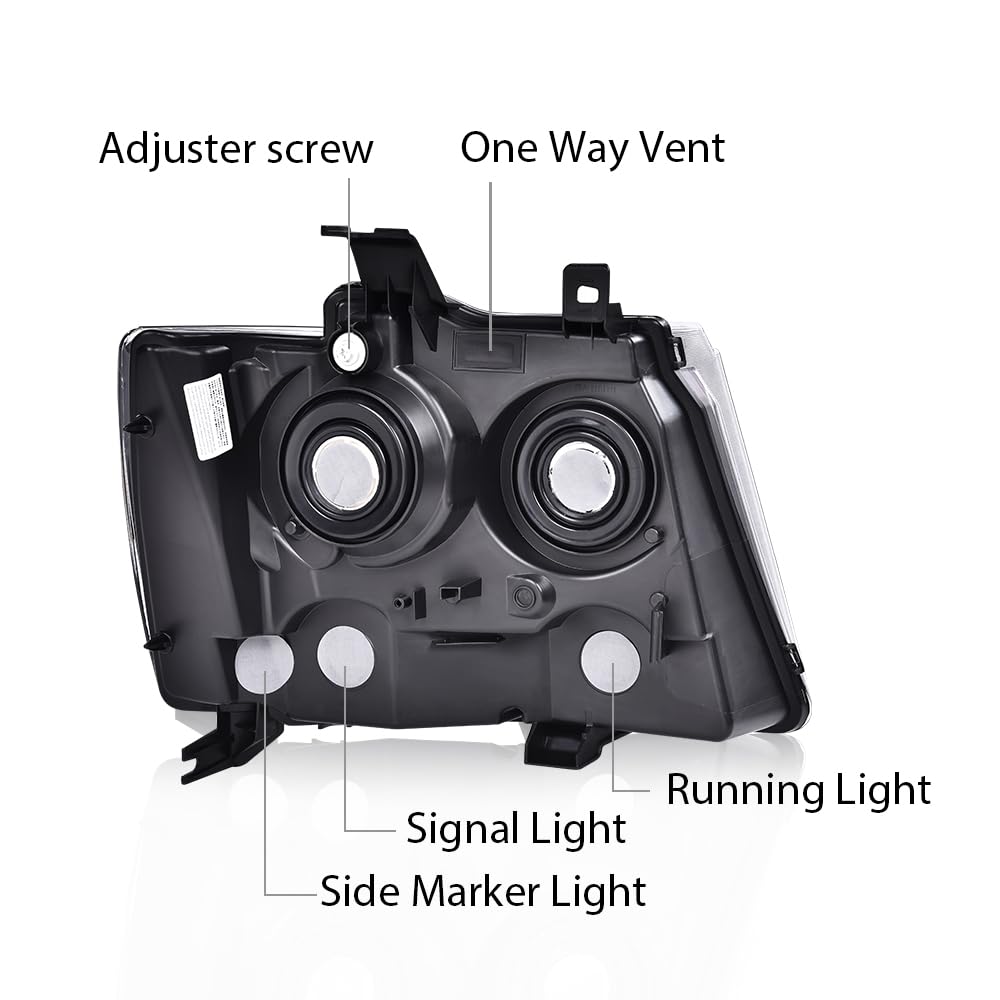 G-PLUS Headlights Assembly Fit Chevy Tahoe Subarban Avalanche 2007-2014 Set Left Driver Side Bumper Corner Headlamp Clear Lens Black Housing Amber Reflector Bumper Headlamps,faros delanteros