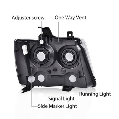 G-PLUS Headlights Assembly Fit Chevy Tahoe Subarban Avalanche 2007-2014 Set Left Driver Side Bumper Corner Headlamp Clear Lens Black Housing Amber Reflector Bumper Headlamps,faros delanteros