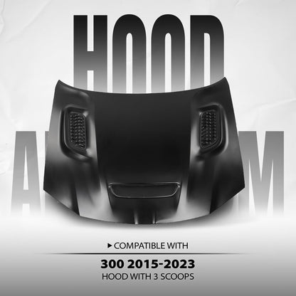 G-PLUS Front Hood Panel Compatible with Chrysler 300 2015 2016 2017 2018 2019 2020 2021 2022 2023 Black