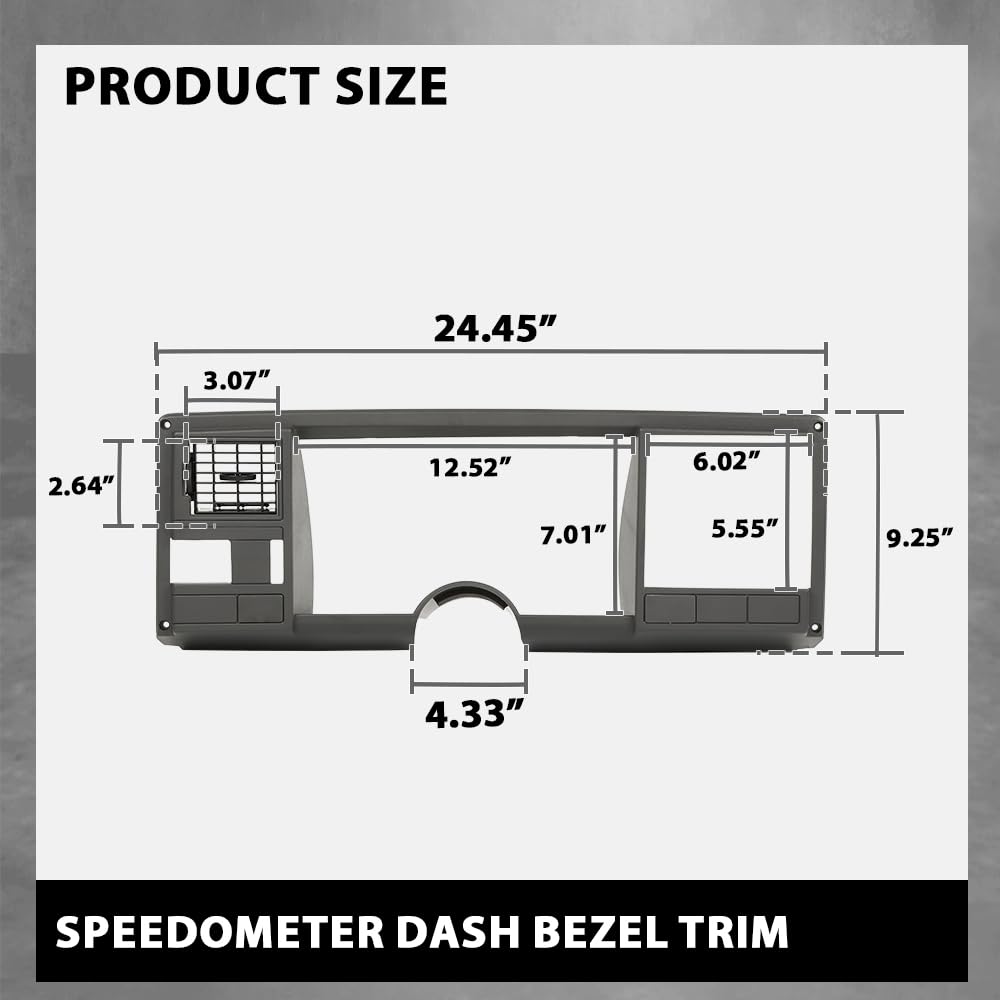 G-PLUS Speedometer Dash Bezel Trim Compatible with Chevy Silverado GMC Sierra Truck 1988-1994 Gray