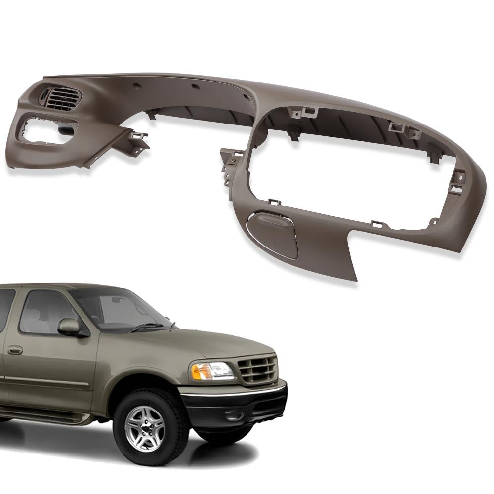 G-PLUS Dash Pad Bezel Graphite & Center Dash Radio Bezel Fit Ford F150 / Ford Expedition 1997-2003 Brown