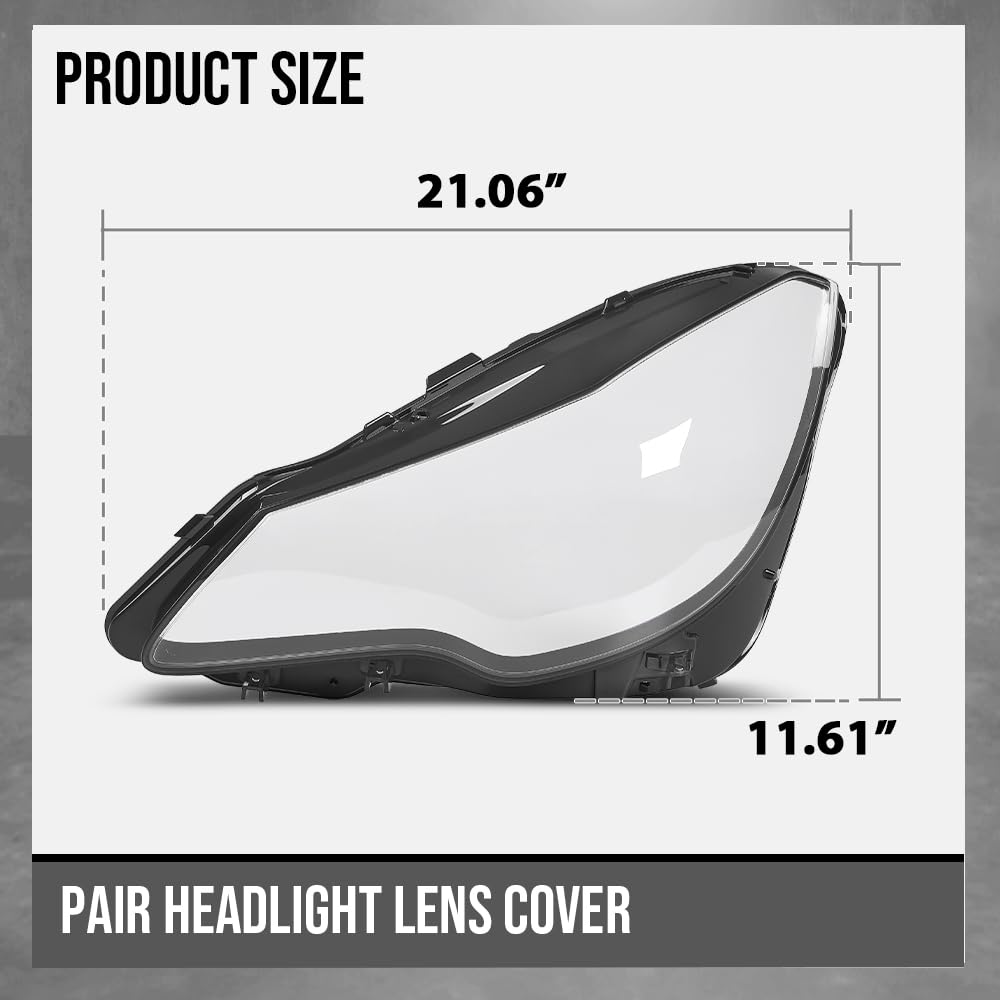 G-PLUS Headlight Lens Cover Compatible with Benz E-Class W207 C207 2014 2015 2016 Left & Right Front Headlamp Lens Cover Clear