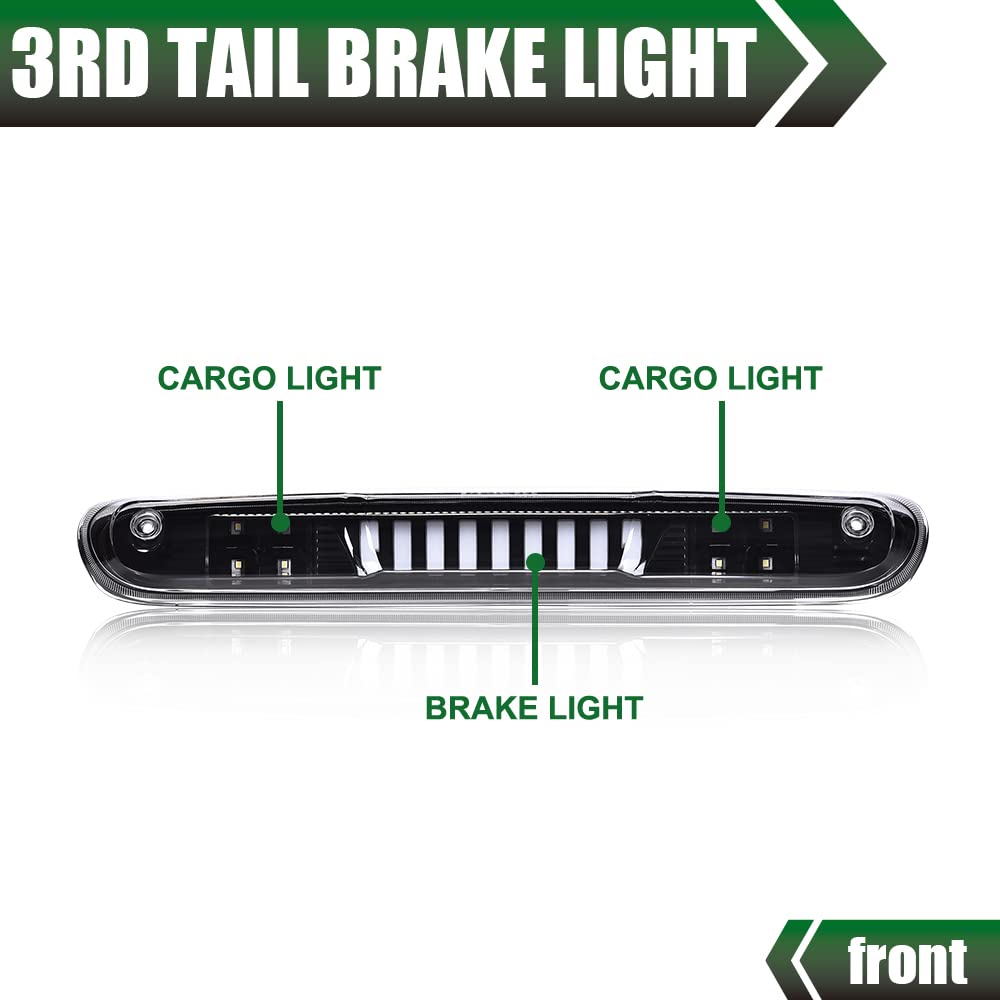 G-PLUS LED Third Brake Light Compatible With 07-14 Chevy Silverado/GMC Sierra,3RD LED Bar Brake/Cargo Light,Type I (Clear lens Black Housing Amber Reflector)