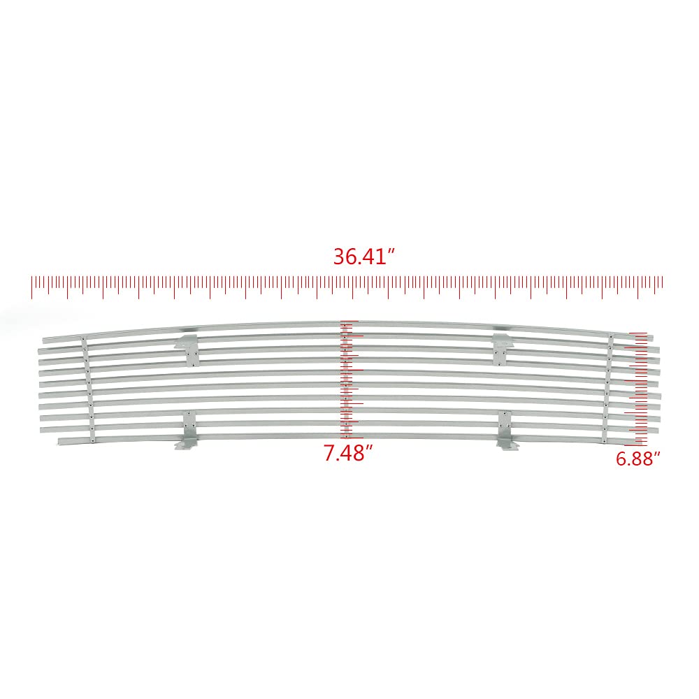 G-PLUS Front Upper Bumper Chrome Billet Grille Grill Insert Compatible With Nissan Maxima 2009-2014 Hood Molding (Silver)