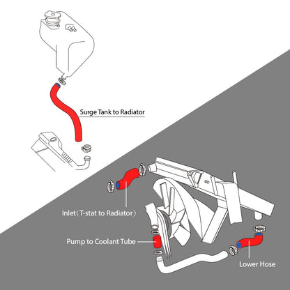 G-PLUS Red Radiator Hose Set Fit for HMMWV & Humvee 12339160 12339159 12339162 12340046