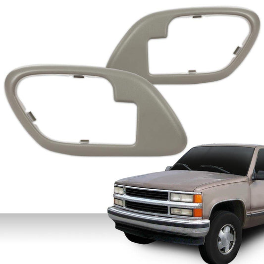 G-PLUS Interior Door Handle Trim Bezel 2pcs Compatible with 1995-2002 Chevy C3500 Truck 1995-2000 GMC C2500 Truck 1995-1999 GMC Suburban K1500 15708081 15708082