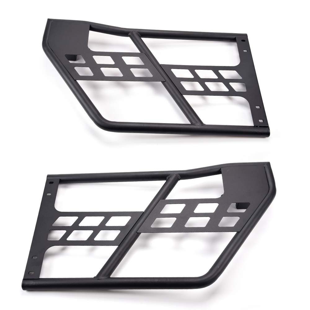 G-PLUS Tubular Doors Compatible with Jeep Wrangler 2007-2018 JK Unlimited 4 Door Steel Textured Black Front & Rear Tube Doors with Side View Mirrors & Mounting Hardware