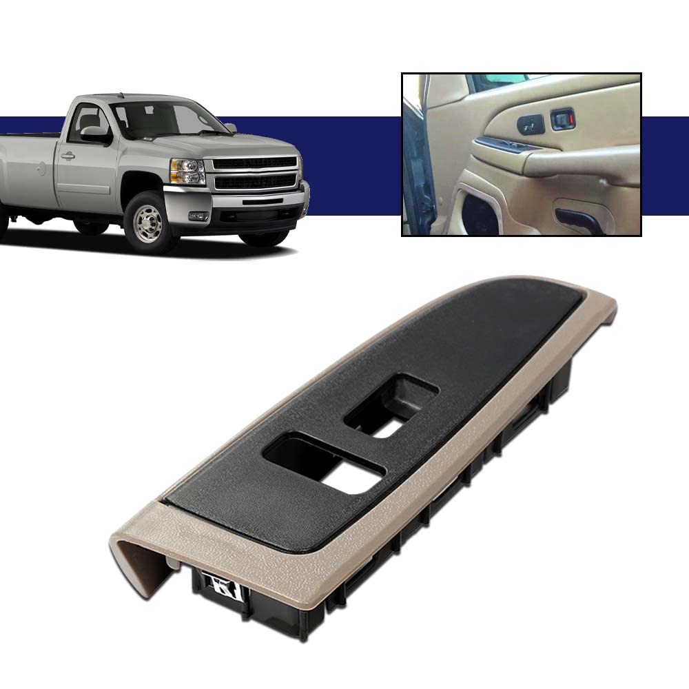 G-PLUS Window Switch Bezel Cover Passenger Side Compatible with Chevy Silverado/GMC Sierra 2003-2007,Fit Chevy Avalanche/Tahoe/GMC Yukon XL 2004-2006,Fit Chevy Suburban 2004-2007 89045119 Tan