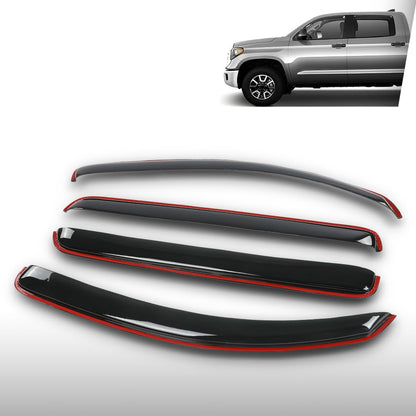 G-PLUS in-Channel Window Ventvisor Sun Rain Guards Side Wind Deflector Compatible with Toyota Tundra Crewmax Cab 2007-2021 Not Fit Double Cab Smoky