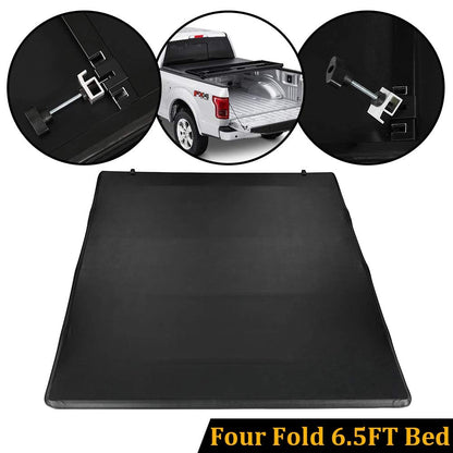 G-PLUS Four-Fold Truck Tonneau Cover Compatible with Nissan Titan 2004-2015 | King (Extended) Cab 6.5' Bed | for Models with or Without The Utili-Track System