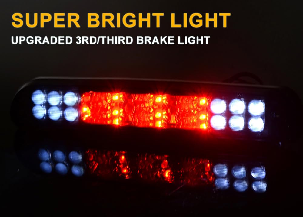 G-PLUS LED 3rd Brake Light, Compatible with Ford F250 F350 F450 F550 Super Duty 99-16/Ranger 93-11/Ford Explorer 01-05/Mazda B-Series 93-10 (Clear Housing Smoky Lens)