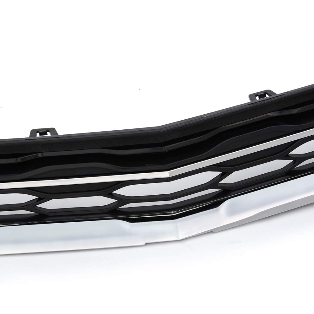 G-PLUS Chrome Front Bumper Upper Grille Assembly Compatible With 2016-2018 Chevy Malibu ABS Honeycomb Mesh Grille Replacement