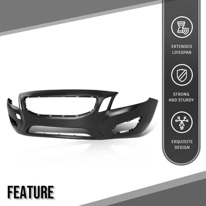 G-PLUS Front Bumper Cover Fascia Compatible with Volvo S60 T5 2012-2013 / T6 2011-2013 398025015, VO1000200 Black