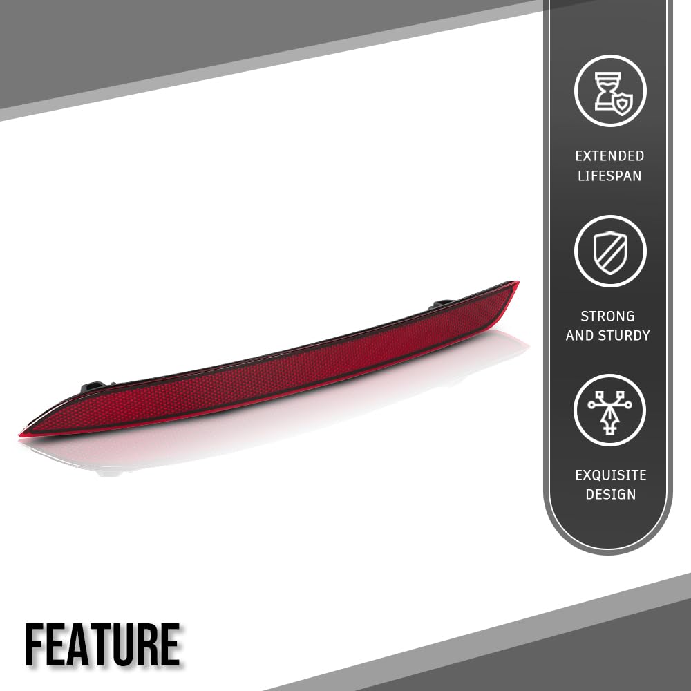 G-PLUS Bumper Reflector Rear Left Compatible with Volvo XC60 2018-2024 31656677 Red