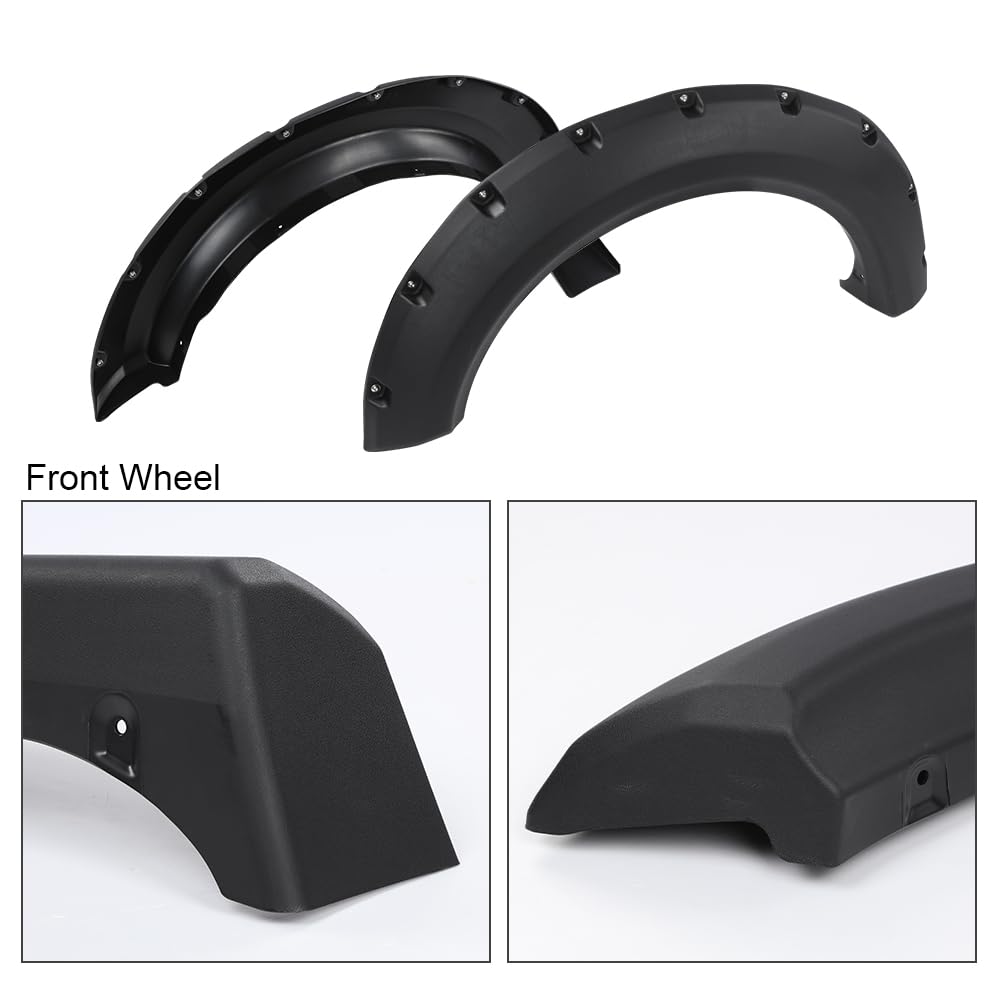 G-PLUS Pocket-Riveted Fender Flares, Compatible with Ford F150 2009-2014 Styleside with 67.0"/78.8"/97.4" bed models only(Not Fit Platinum and Raptor models) FO1269100, FO1268100 4pcs Textured Style