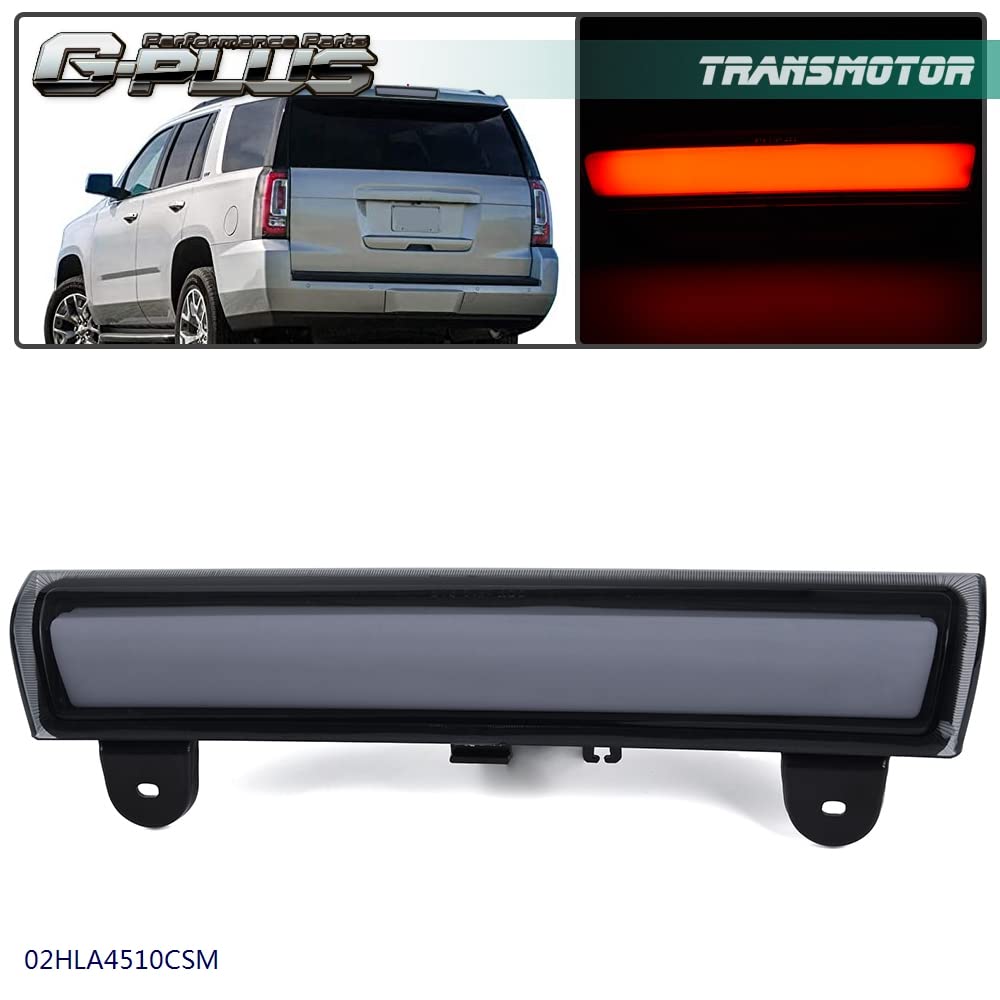 G-PLUS LED Third Brake Cargo Light Compatible With 2000-06 Chevy Suburban Tahoe GMC Yukon(ONLY For Liftgate Rear Doors),3RD Stop Tail Lamps (LED Strip Chrome Housing Smoky Lens)