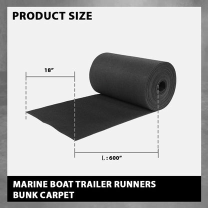 G-PLUS 18" x 50' Outdoor Ribbed Marine Carpet, Boat Trailer Bunk Carpet, Fit Boat Trailer Bunks Runner Docks Black