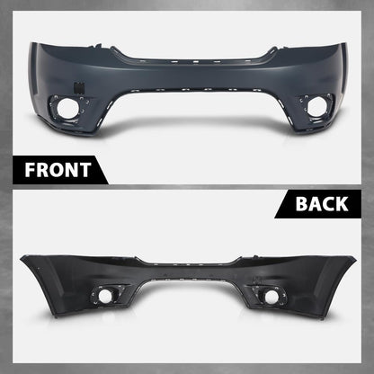 G-PLUS Front Bumper Cover Compatible with Dodge Journey Sport 2011-2018, w/o Headlight Washer, with Towing Hook Cover & Fog Lamp Holes, 5YB55TZZAB, Primed Black