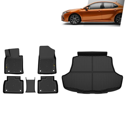 G-PLUS TPE Floor Mats Fit Toyota Camry FWD 2018-2024 6 PCS Black