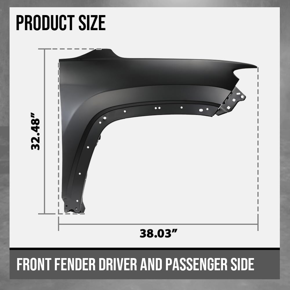 G-PLUS Front Fender Driver and Passenger Side Compatible with Jeep Compass 2017 2018 2019 2020 2021 2022 2023 2024 CH1240288, CH1241288 Black