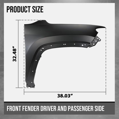 G-PLUS Front Fender Driver and Passenger Side Compatible with Jeep Compass 2017 2018 2019 2020 2021 2022 2023 2024 CH1240288, CH1241288 Black