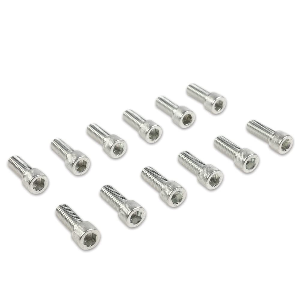 G-PLUS 12pcs SBC Stainless-Steel Hex Intake Manifold Bolt Kit for 1955-1986 Chevy Engines (265/283/302/305/327/350/400) - Silver