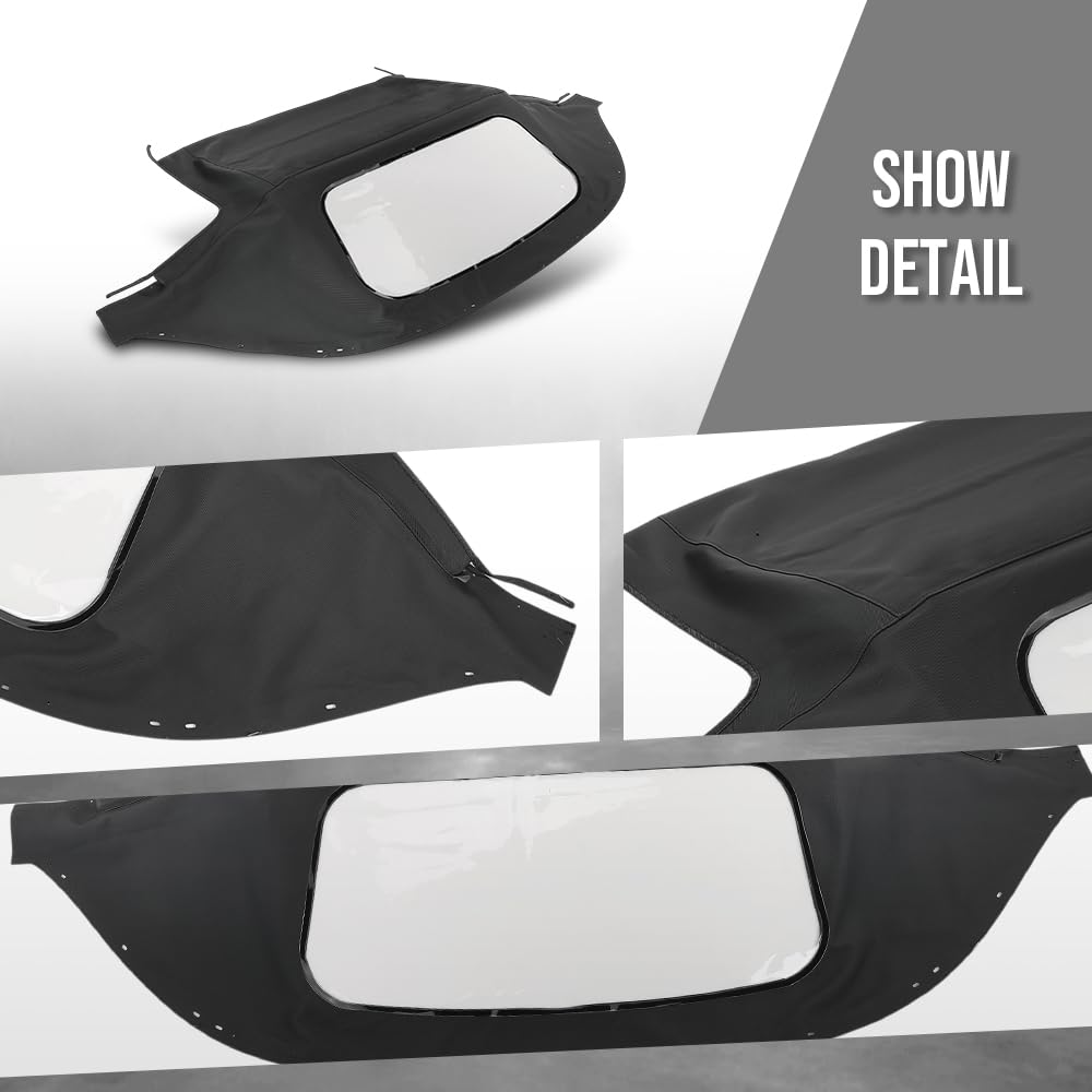 G-PLUS Convertible Soft Top w/Plastic Window Compatible with Mazda Miata 1990-2005 Black