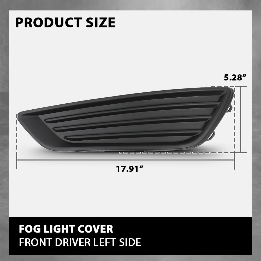 G-PLUS Front Left Fog Light Cover, Compatible with Ford Focus S 2015-2017/ Focus SE 2018, Driver Side, F1EZ17B814B, FO1038150