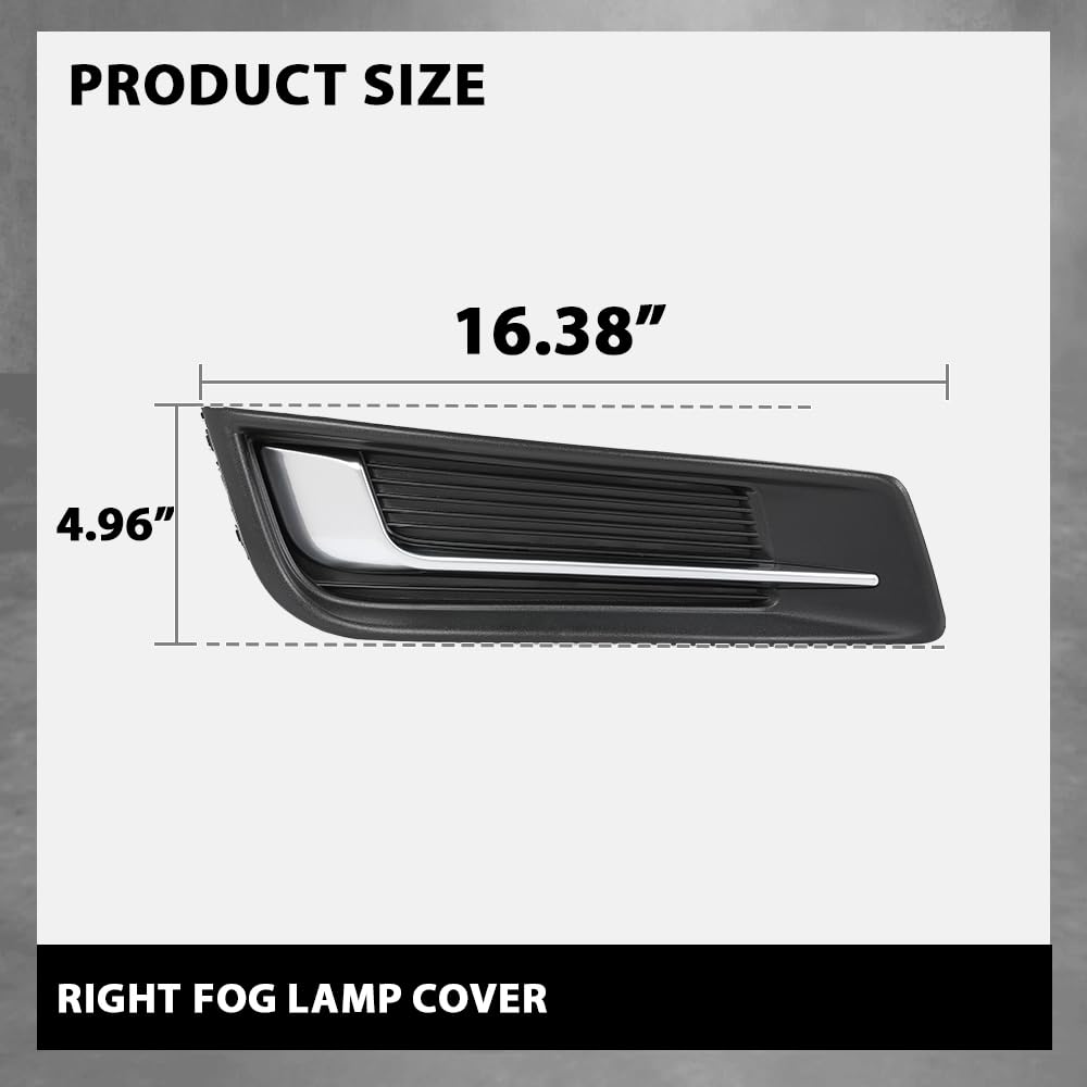 G-PLUS RH Right Fog Light Cover Compatible with Cadillac XTS 2013-2017 GM1039153, 20901631 Chrome Black