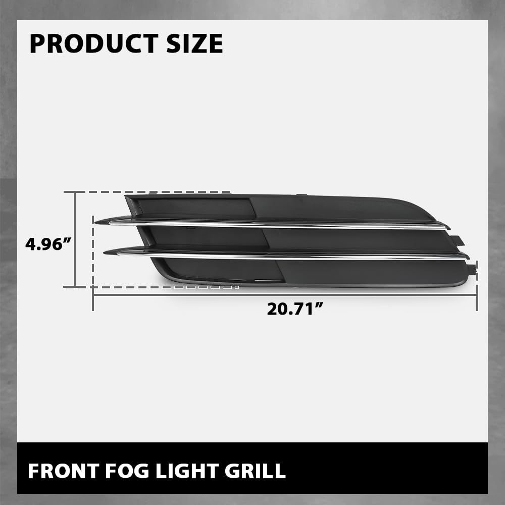 G-PLUS Pair Front Bumper Fog Light Grill Cover, Compatible with Audi A6/ A6 Quattro 2012 2013 2014 2015, Left Driver & Right Passenger Side 2PCS, 4G0807681, 4G0807682
