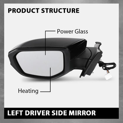 G-PLUS Power Heated Mirror w/ 5-Pin Left Driver Side Compatible with Honda Civic 2016-2021 Manual Folding 76258TBAC21ZA 76258TBAA21ZA Glossy Black