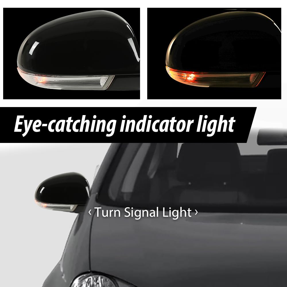 G-PLUS Mirror Power Heated Turn Signal Puddle Light Right Passenger Side Compatible with Volkswagen Jetta 2005-2010 VW1321123 1K1857508BH9B9