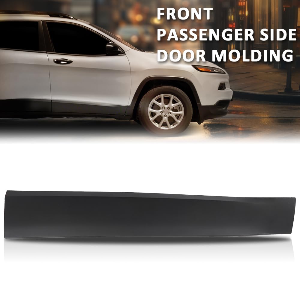 G-PLUS Front Passenger Side Door Molding Compatible with Jeep Cherokee 2014-2018 Black 6VX66RXFAC
