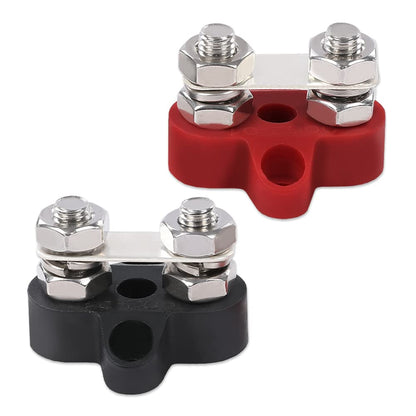 G-PLUS Red Black Junction Block Power Post Insulated Terminal Stud Battery 5/16" Ring 2Pcs Battery Post
