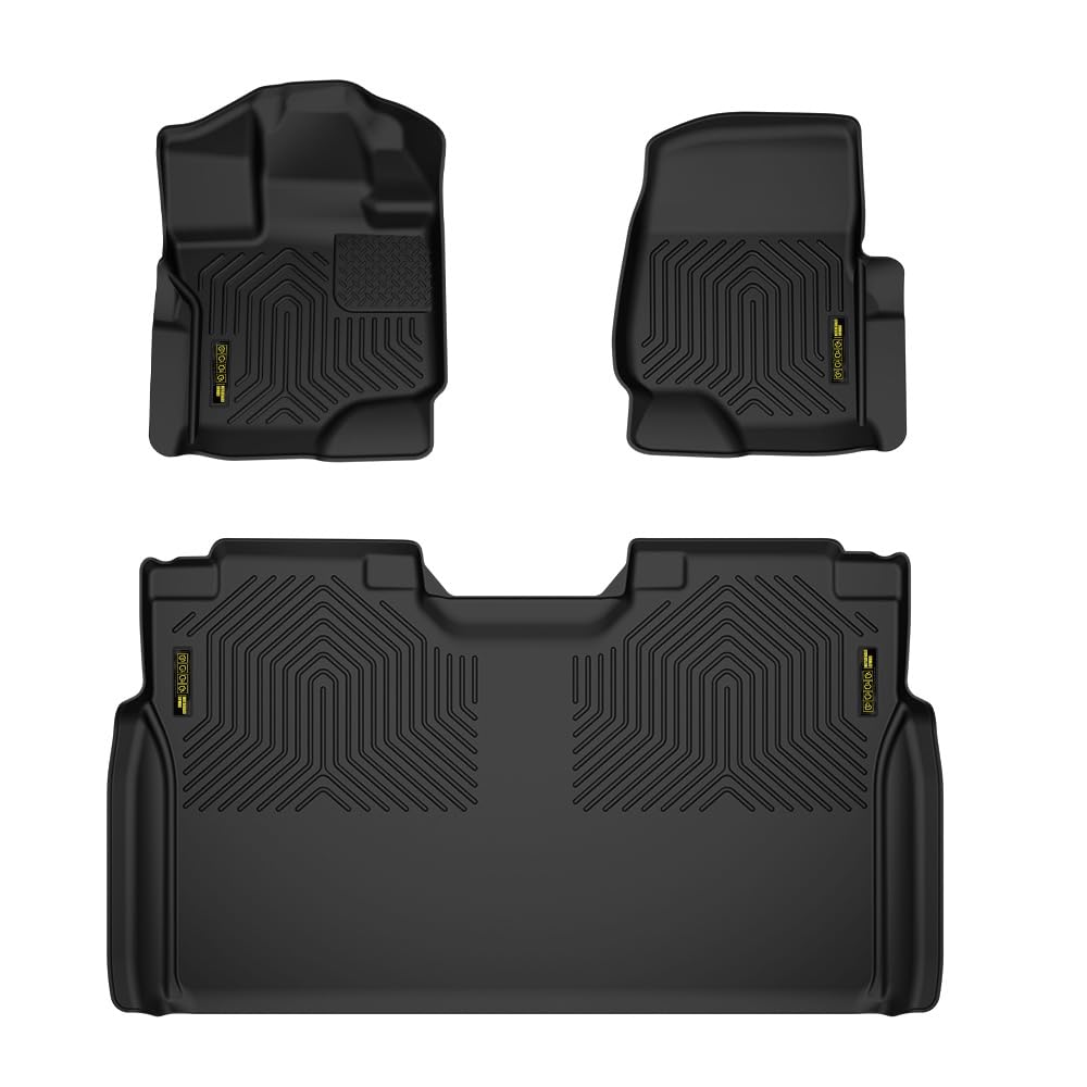 G-PLUS Cargo Liners,Compatible with 2015-2024 2025 Ford F150 Super Crew(Fit 22-24 Lightning Models),3PCS Black Non-Slip All Weather Full Cover Protection Floor Liners