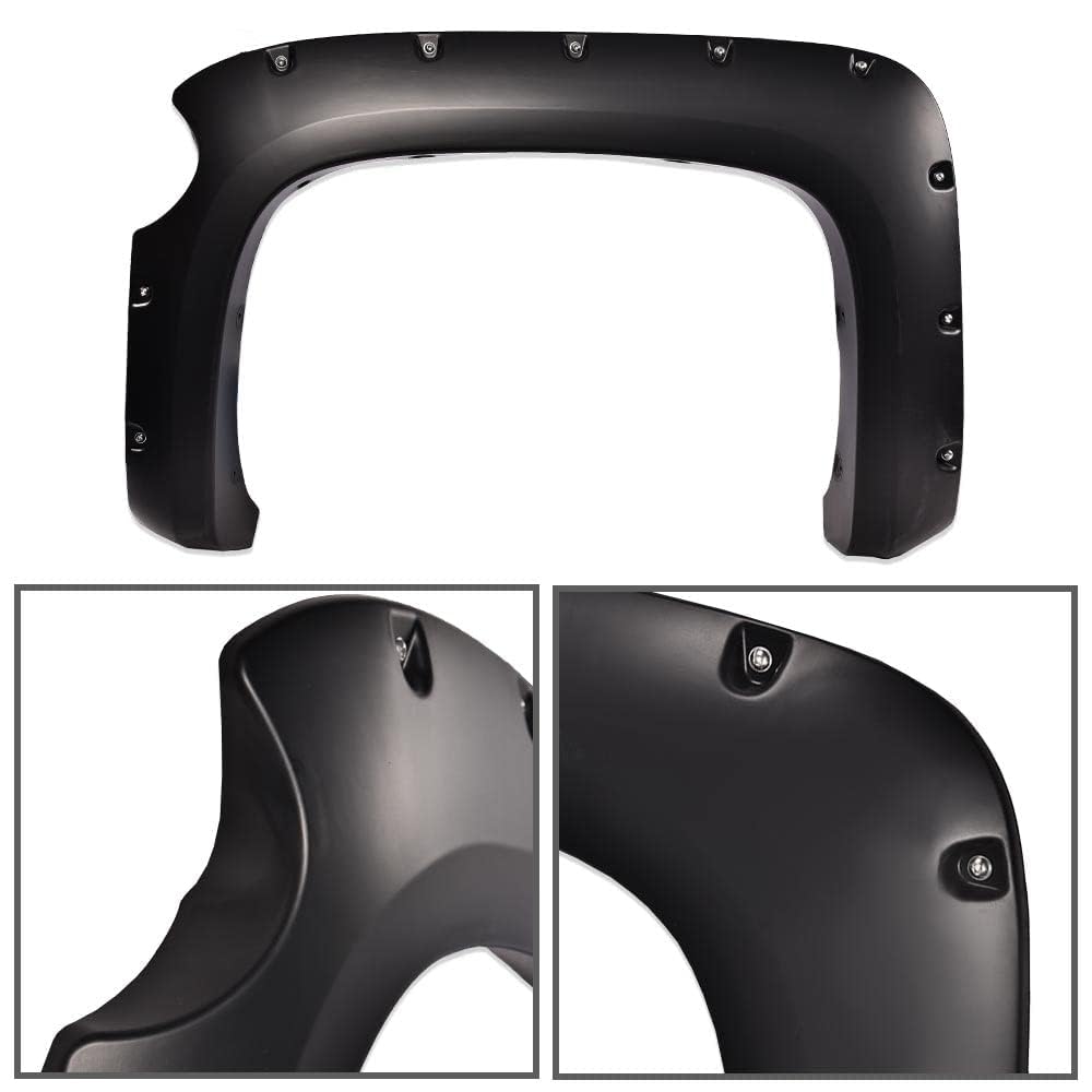 G-PLUS Upgrade Fender Flares Compatible with Chevy Silverado 1500 2007-2013 (For 69.3" Short Bed Crew Cab) Not Fit 07 Classic Models & GMC Sierra Wheel Cover Smooth Pocket Riveted 4 PCS