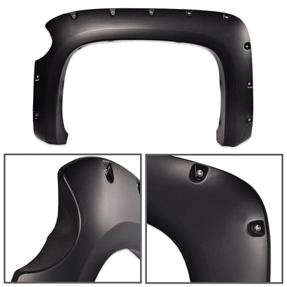 G-PLUS Upgrade Fender Flares Compatible with Chevy Silverado 1500 2007-2013 (For 69.3" Short Bed Crew Cab) Not Fit 07 Classic Models & GMC Sierra Wheel Cover Smooth Pocket Riveted 4 PCS