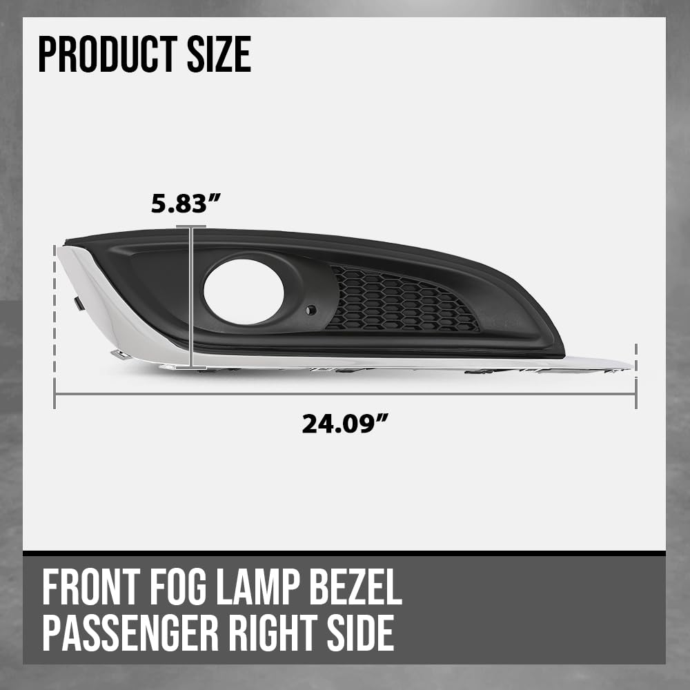 G-PLUS Fog Lamp Bezel Insert Front Right Passenger Side Compatible with Buick Regal 2014 2015 2016 2017 23142358, GM1039275 Chrome Black