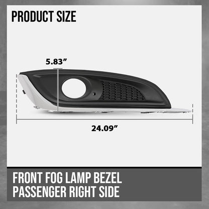 G-PLUS Fog Lamp Bezel Insert Front Right Passenger Side Compatible with Buick Regal 2014 2015 2016 2017 23142358, GM1039275 Chrome Black