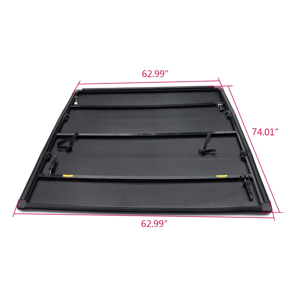 G-PLUS T3 Tri-Fold Truck Tonneau Cover Replacement for Nissan Frontier 2005-2021 / Suzuki Equator 2009-2014| Fleetside 6Ft Bed | for Models Fleetside/Styleside Models and for Without Bed Rail System