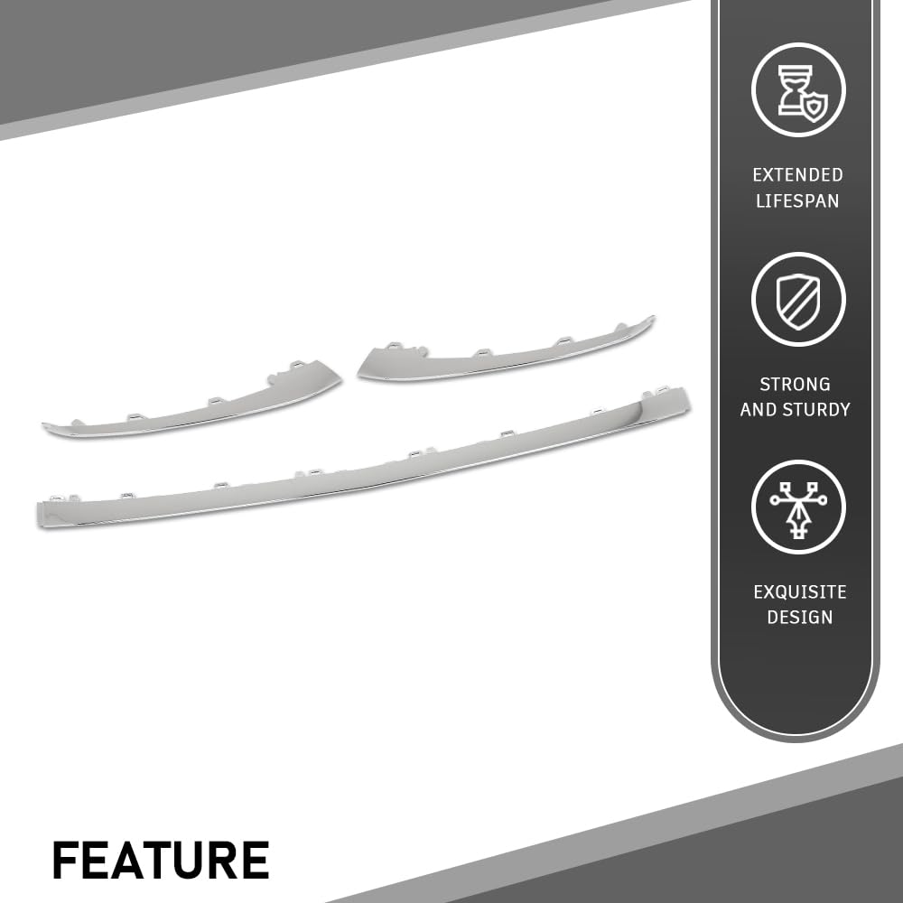 G-PLUS Front Bumper Center Molding Trims LH+RH 3Pcs Compatible with Benz W222 S-Class S450 S560 2018-2020 222-885-76-00