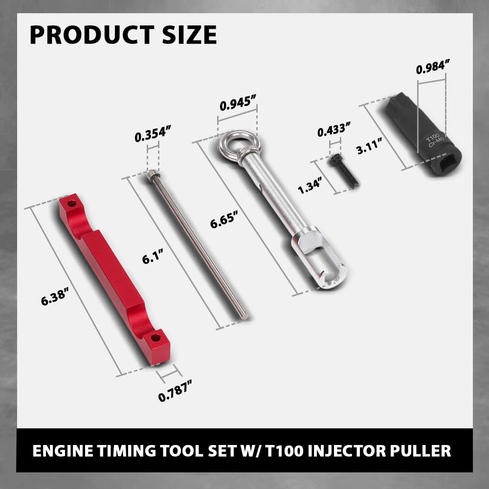 G-PLUS Engine Timing Tool Set Compatible with Benz M157/ M276/ M278 w/ T100 Injector Puller No Modification Needed 45 Steel Silver