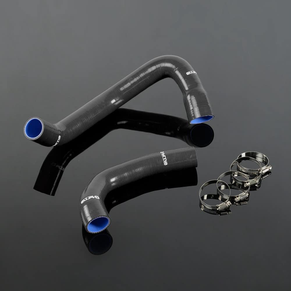 G-PLUS Silicone Radiator Hose Kit w/Clamps Compatible with Jeep Wrangler TJ 4.0L 1997-2001 Black 2 PCS