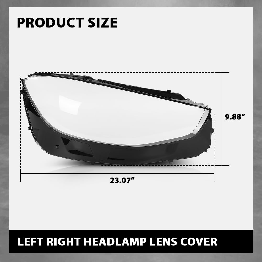 G-PLUS Left & Right Headlight Lens Headlamp Cover Compatible with Benz SClass W223 V223 Z223 Models 2020-2024