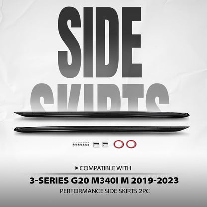 G-PLUS Side Skirts Body Kit Compatible with BMW G20 3-Series 2019 2020 2021 2022 2023 Glossy Black 2Pcs