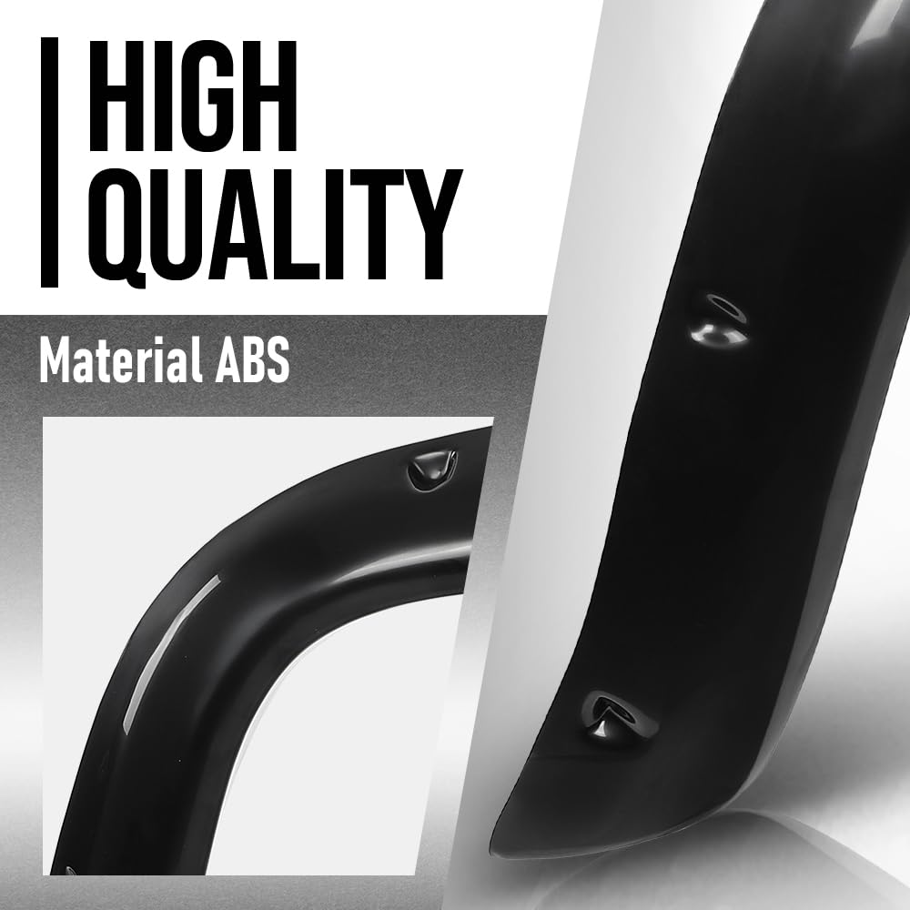 G-PLUS 80mm Fiberglass FRP Fender Flares (8 PCS) & Mud Flaps (4 PCS) Compatible with Hummer H3 Black